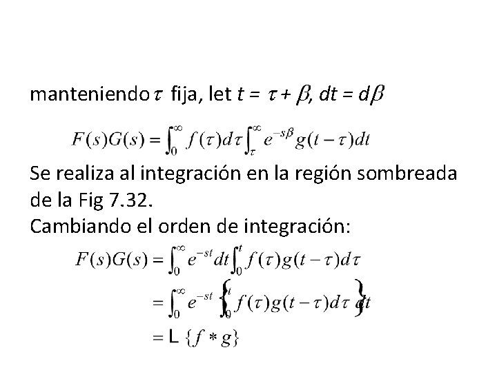manteniendo fija, let t = + , dt = d Se realiza al integración manteniendo fija, let t = + , dt = d Se realiza al integración