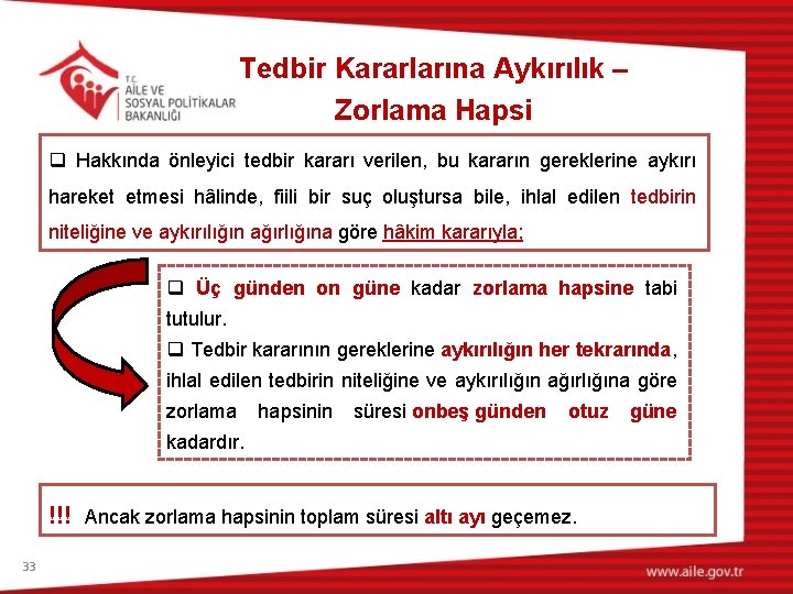 Tedbir Kararlarına Aykırılık – Zorlama Hapsi q Hakkında önleyici tedbir kararı verilen, bu kararın