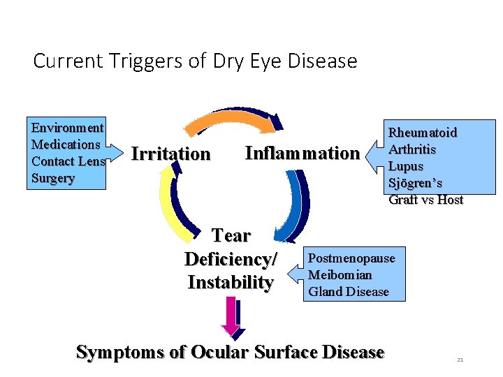 Current Triggers of Dry Eye Disease Environment Medications Contact Lens Surgery Irritation Inflammation Tear