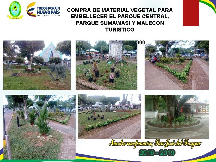 COMPRA DE MATERIAL VEGETAL PARA EMBELLECER EL PARQUE CENTRAL, PARQUE SUMAWASI Y MALECON TURISTICO