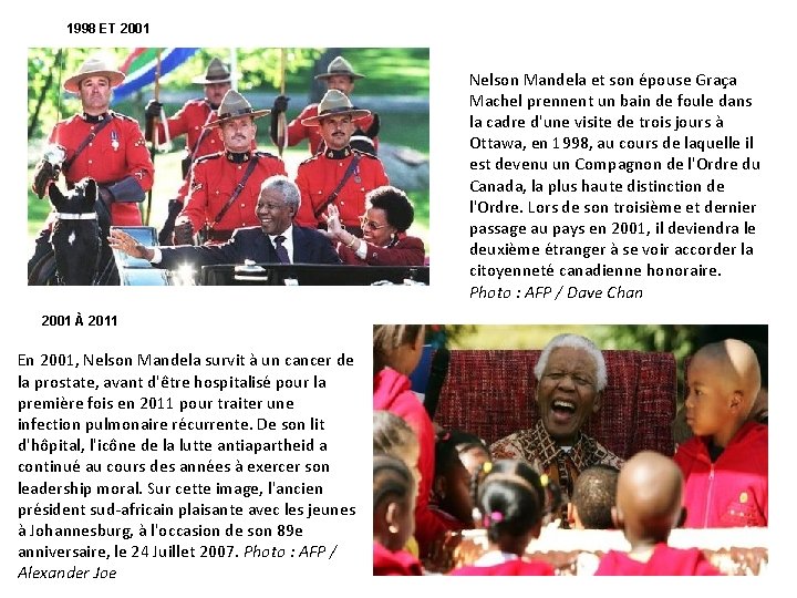 1998 ET 2001 Nelson Mandela et son épouse Graça Machel prennent un bain 1998 ET 2001 Nelson Mandela et son épouse Graça Machel prennent un bain