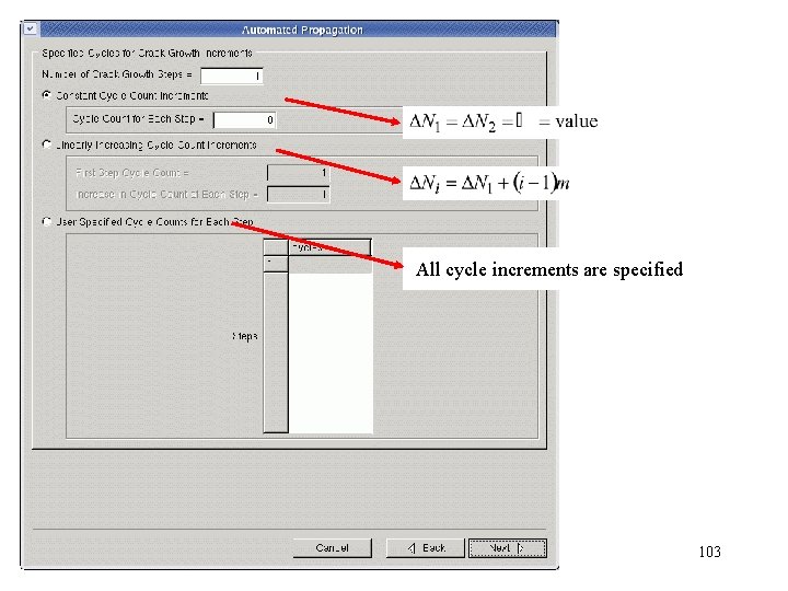 All cycle increments are specified 103 