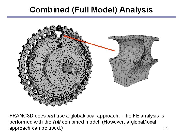 Combined (Full Model) Analysis FRANC 3 D does not use a global/local approach. The
