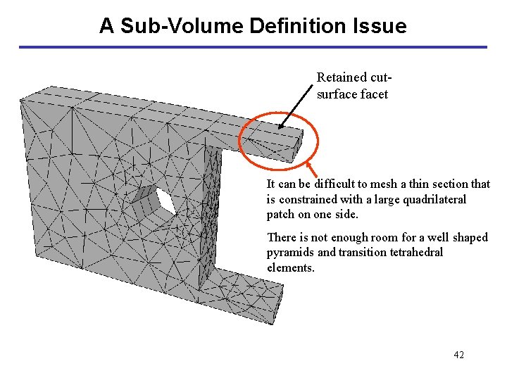 A Sub-Volume Definition Issue Retained cutsurfacet It can be difficult to mesh a thin