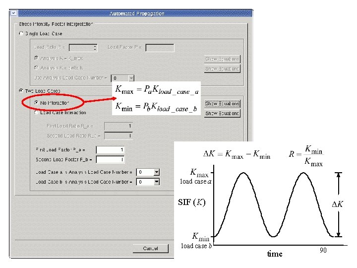 load case a SIF (K) load case b time 90 