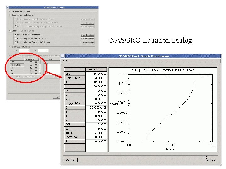 NASGRO Equation Dialog 98 