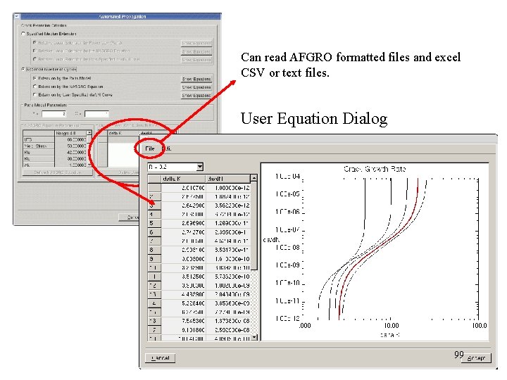 Can read AFGRO formatted files and excel CSV or text files. User Equation Dialog