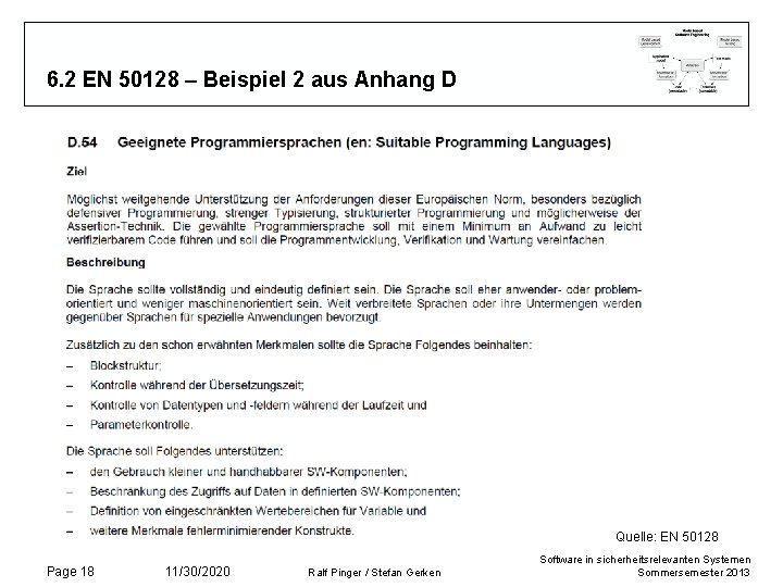 6. 2 EN 50128 – Beispiel 2 aus Anhang D Quelle: EN 50128 Page 6. 2 EN 50128 – Beispiel 2 aus Anhang D Quelle: EN 50128 Page