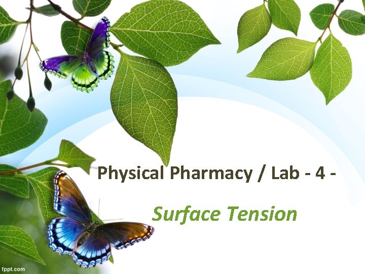 Physical Pharmacy / Lab - 4 - Surface Tension 
