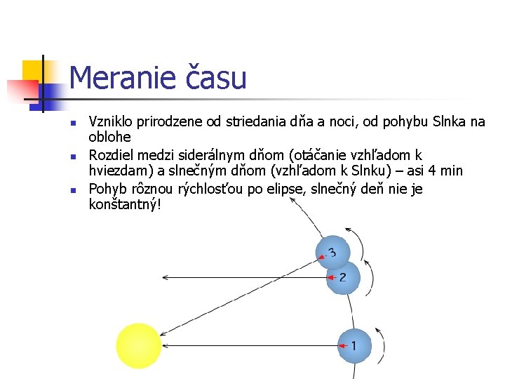 Meranie času n n n Vzniklo prirodzene od striedania dňa a noci, od pohybu