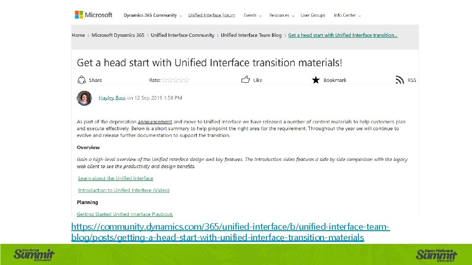 https: //community. dynamics. com/365/unified-interface/b/unified-interface-teamblog/posts/getting-a-head-start-with-unified-interface-transition-materials 