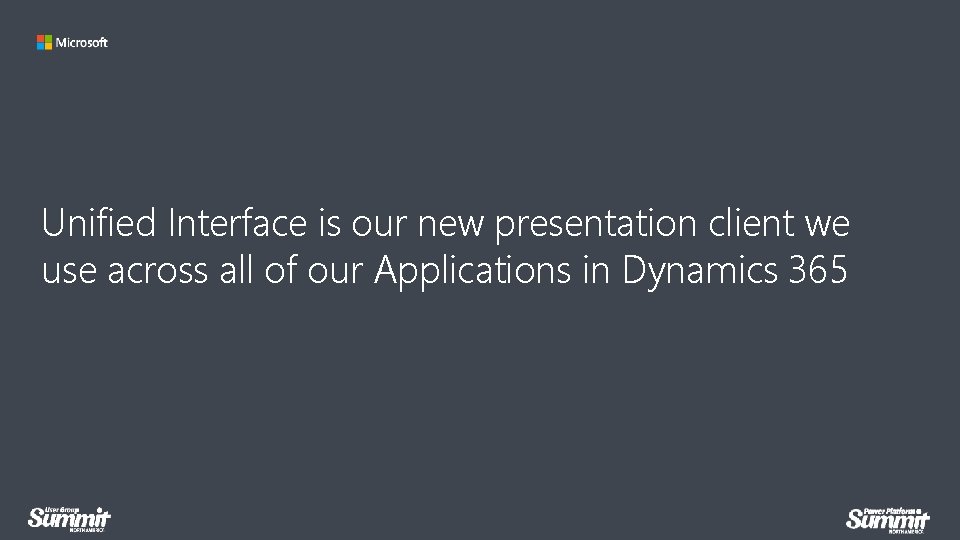 Unified Interface is our new presentation client we use across all of our Applications