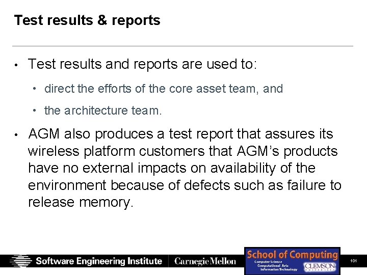Test results & reports • Test results and reports are used to: • direct Test results & reports • Test results and reports are used to: • direct