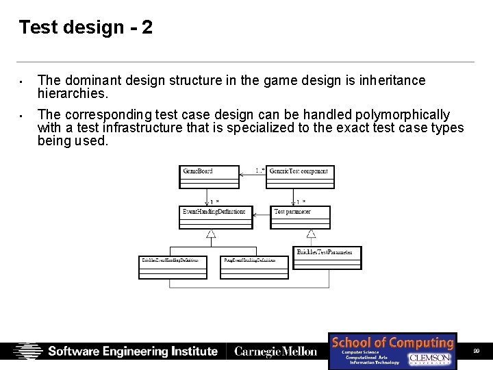Test design - 2 • The dominant design structure in the game design is Test design - 2 • The dominant design structure in the game design is