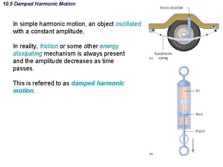 10. 5 Damped Harmonic Motion In simple harmonic motion, an object oscillated with a