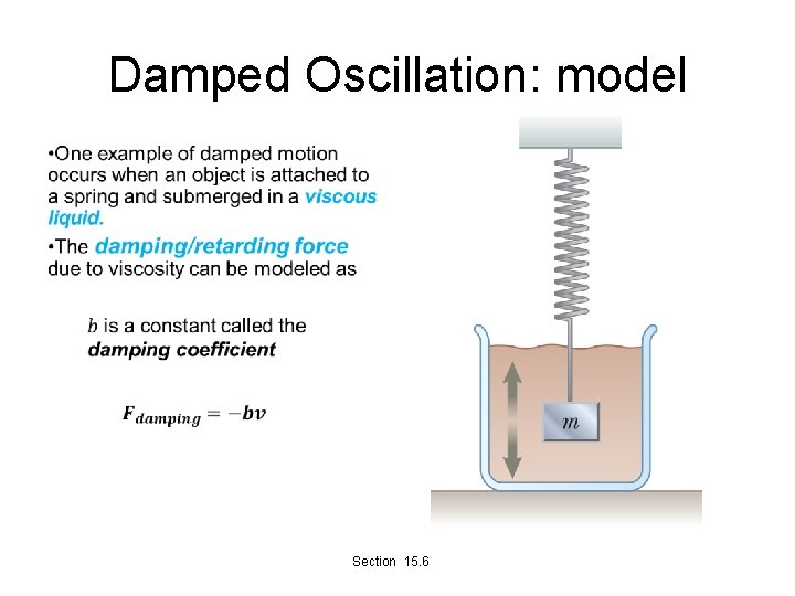 Damped Oscillation: model • Section 15. 6 