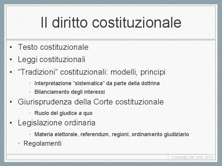 La Costituzione italiana come fonte prevalente del diritto
