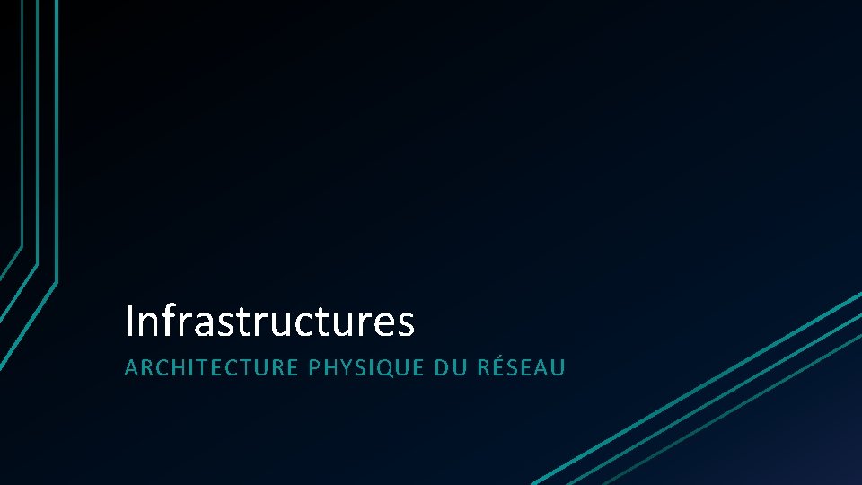 Infrastructures ARCHITECTURE PHYSIQUE DU RÉSEAU Infrastructures ARCHITECTURE PHYSIQUE DU RÉSEAU