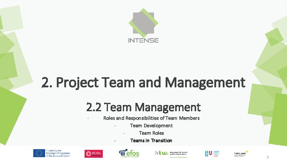 2. Project Team and Management 2. 2 Team Management - Roles and Responsibilities of