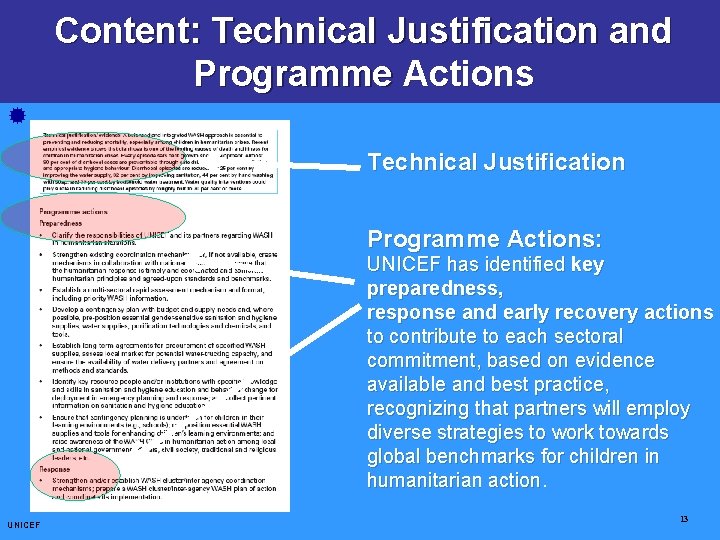 Content: Technical Justification and CCCs: Core Commitments for Children Programme Actions ® Technical Justification