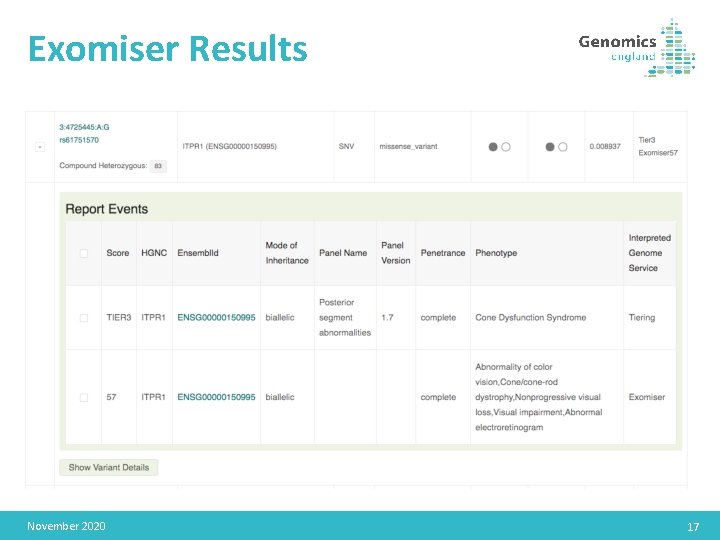 Exomiser Results November 2020 17 
