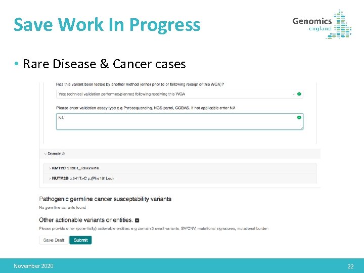 Save Work In Progress • Rare Disease & Cancer cases November 2020 22 