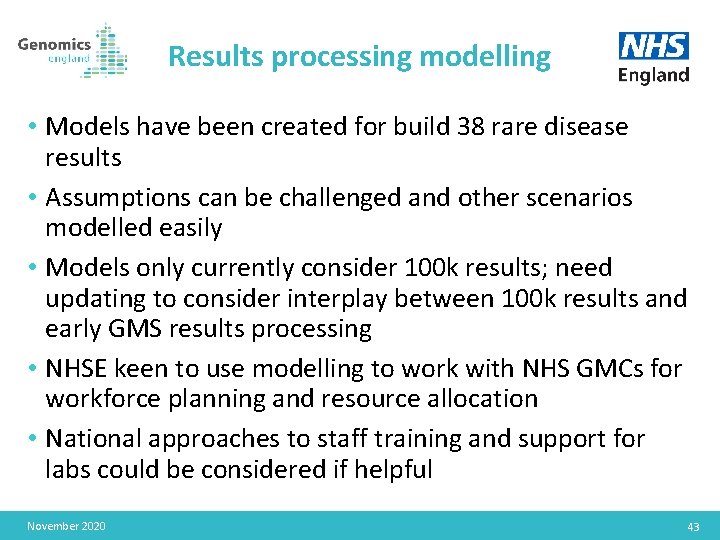 Results processing modelling • Models have been created for build 38 rare disease results