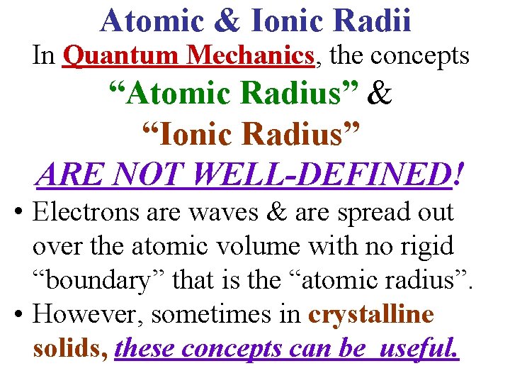 Cl ionic radii