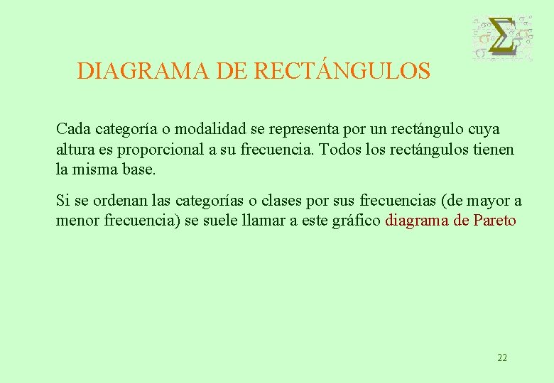 DIAGRAMA DE RECTÁNGULOS Cada categoría o modalidad se representa por un rectángulo cuya altura