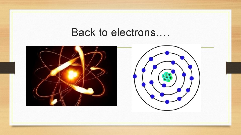 Back to electrons…. 