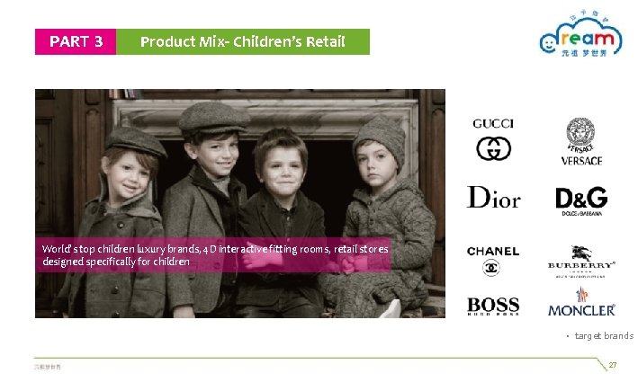 PART 3 Product Mix- Children’s Retail World’s top children luxury brands, 4 D interactive PART 3 Product Mix- Children’s Retail World’s top children luxury brands, 4 D interactive