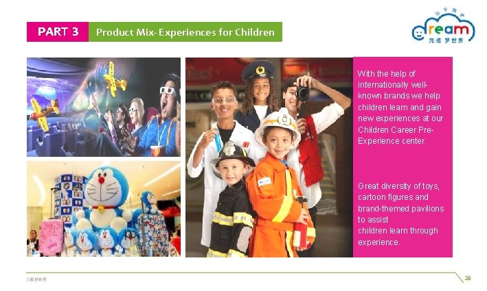 PART 3 Product Mix- Experiences for Children With the help of internationally wellknown brands PART 3 Product Mix- Experiences for Children With the help of internationally wellknown brands