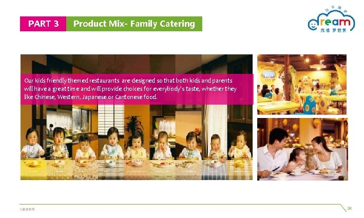 PART 3 Product Mix- Family Catering Our kids friendly themed restaurants are designed so PART 3 Product Mix- Family Catering Our kids friendly themed restaurants are designed so