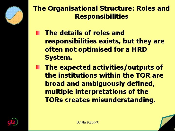 The Organisational Structure: Roles and Responsibilities The details of roles and responsibilities exists, but