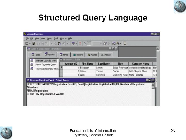 Structured Query Language Fundamentals of Information Systems, Second Edition 26 Structured Query Language Fundamentals of Information Systems, Second Edition 26