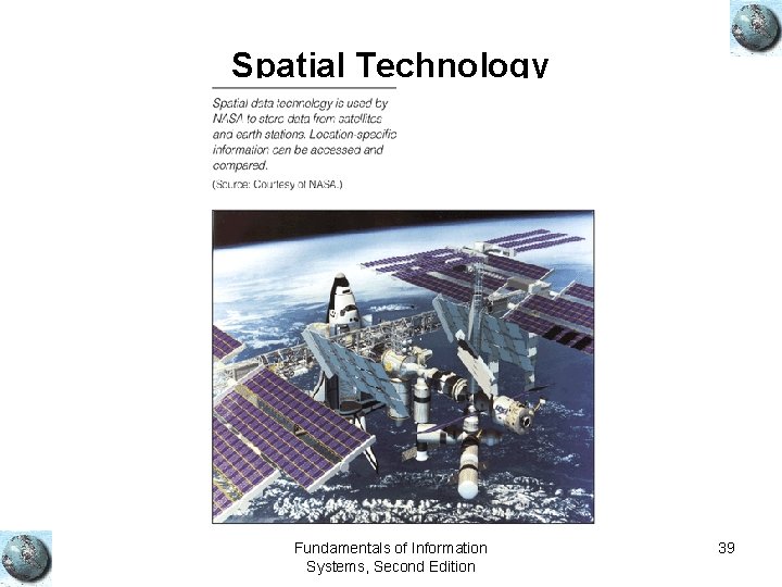 Spatial Technology Fundamentals of Information Systems, Second Edition 39 Spatial Technology Fundamentals of Information Systems, Second Edition 39
