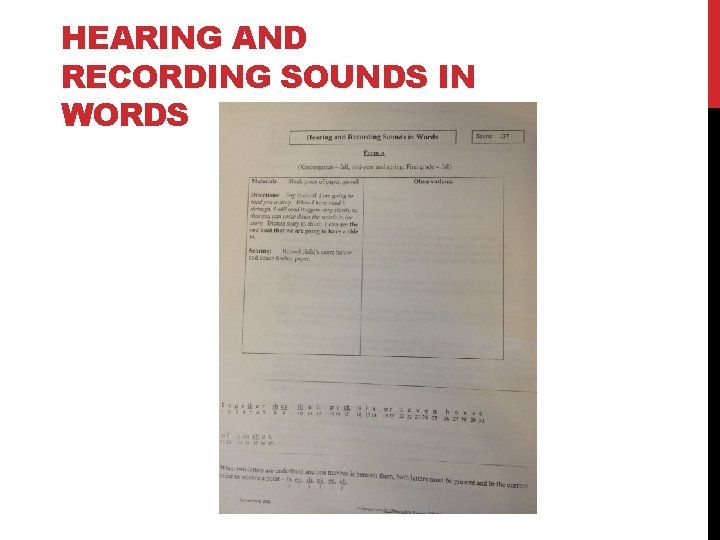 HEARING AND RECORDING SOUNDS IN WORDS 