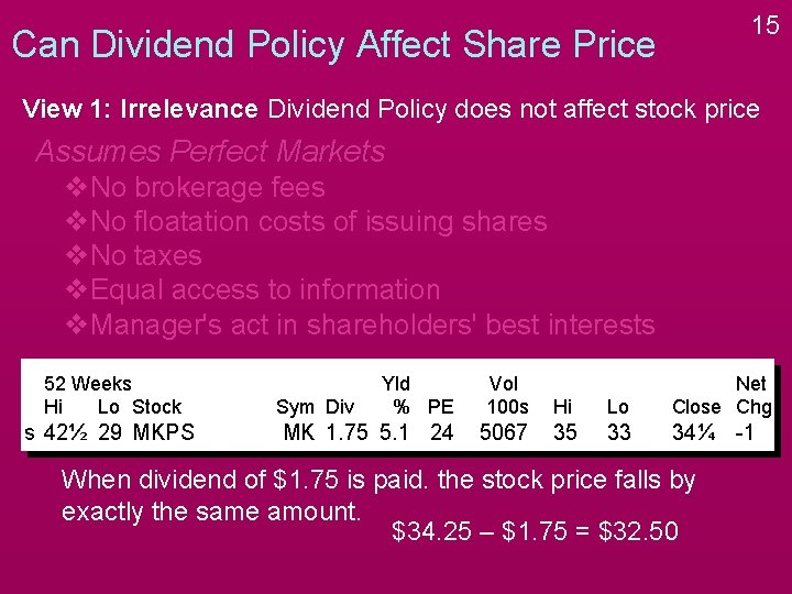 15 Can Dividend Policy Affect Share Price View 1: Irrelevance Dividend Policy does not 15 Can Dividend Policy Affect Share Price View 1: Irrelevance Dividend Policy does not