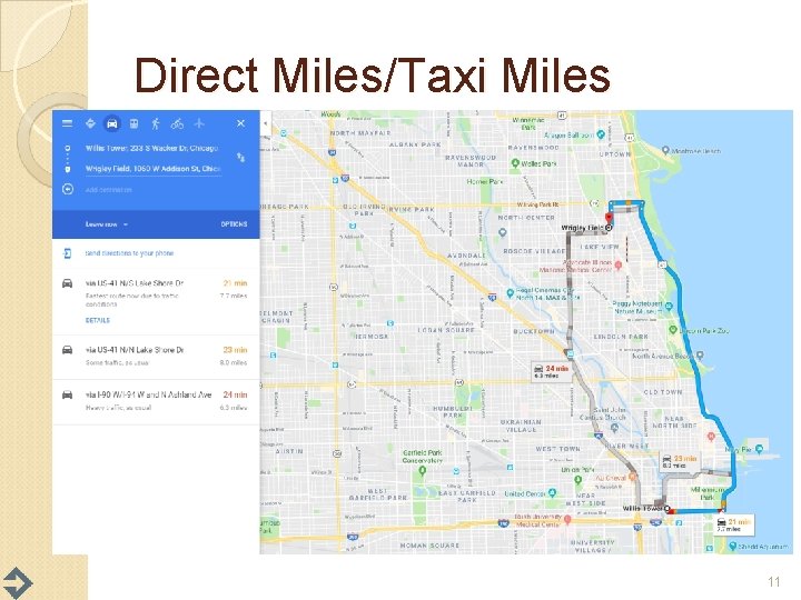 Direct Miles/Taxi Miles 11 