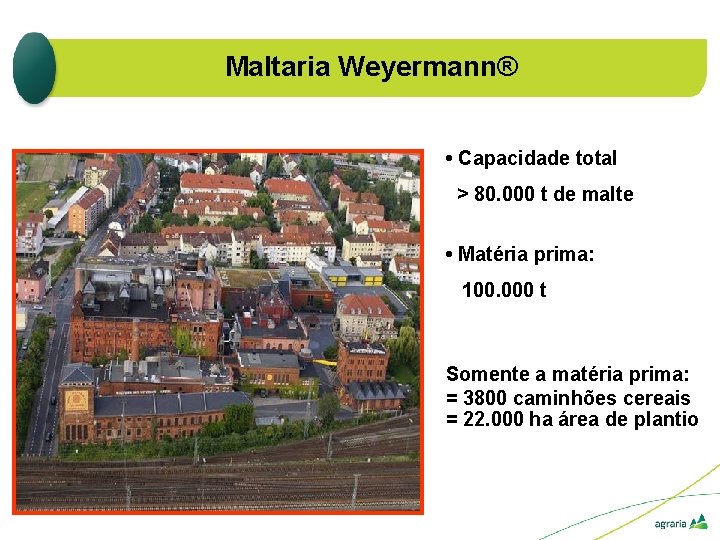 Maltaria Weyermann® • Capacidade total > 80. 000 t de malte • Matéria prima: