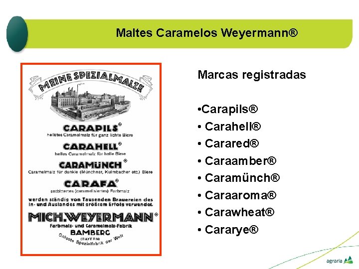 Maltes Caramelos Weyermann® Marcas registradas ® ® ® • Carapils® • Carahell® • Carared®