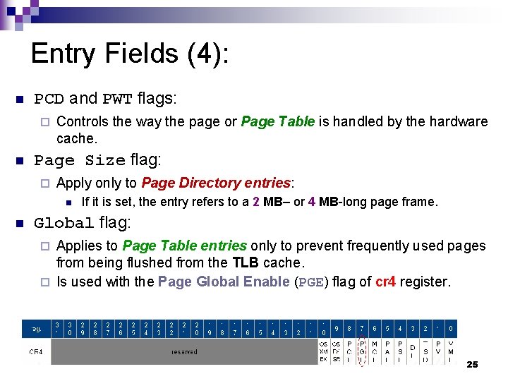 Entry Fields (4): n PCD and PWT flags: ¨ n Controls the way the