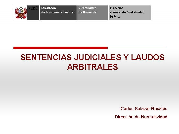 PERÚ Ministerio de Economía y Finanzas Viceministro de Hacienda Dirección General de Contabilidad Pública