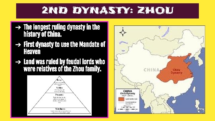 2 ND DYNASTY: ZHOU ➔ The longest ruling dynasty in the history of China.