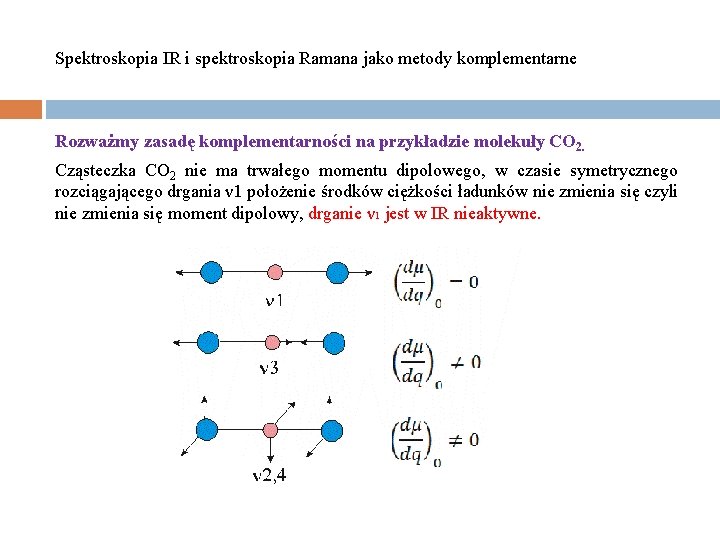 Spektroskopia IR i spektroskopia Ramana jako metody komplementarne Rozważmy zasadę komplementarności na przykładzie molekuły