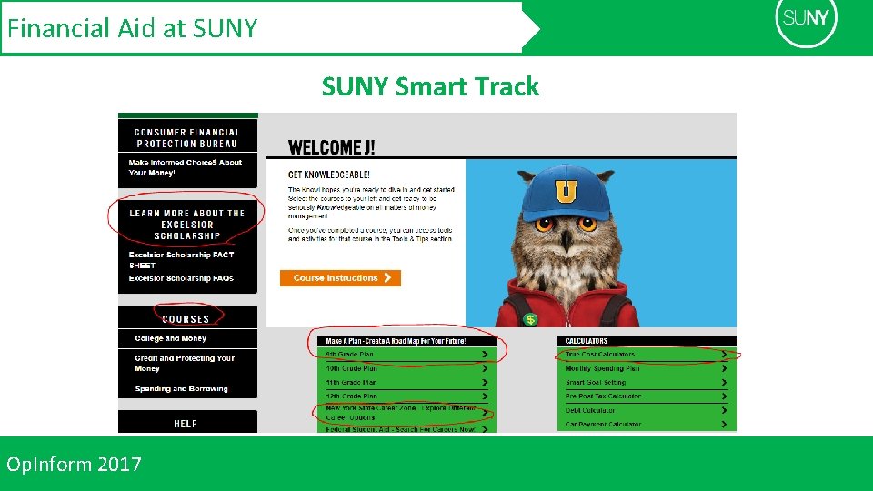 Financial Aid at SUNY Smart Track Op. Inform 2017 