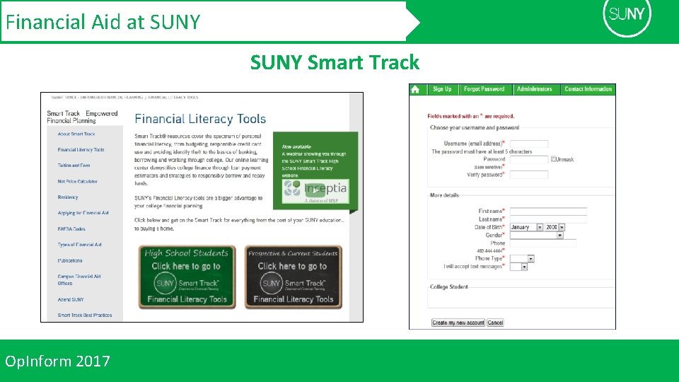 Financial Aid at SUNY Smart Track Op. Inform 2017 