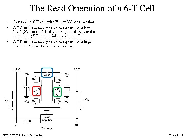 The Read Operation of a 6 -T Cell • • • Consider a 6 The Read Operation of a 6 -T Cell • • • Consider a 6