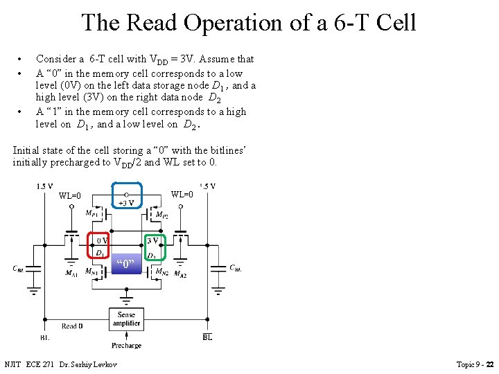 The Read Operation of a 6 -T Cell • • • Consider a 6 The Read Operation of a 6 -T Cell • • • Consider a 6