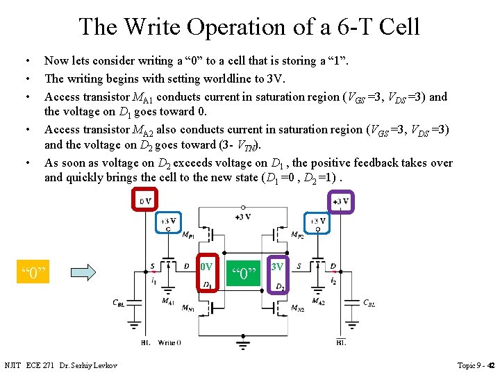 The Write Operation of a 6 -T Cell • • • Now lets consider The Write Operation of a 6 -T Cell • • • Now lets consider